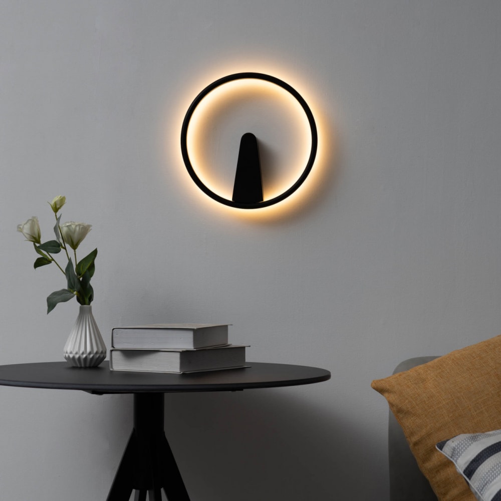 Minimalistische Wandleuchte mit schwarzem LED-Ring - Scott -