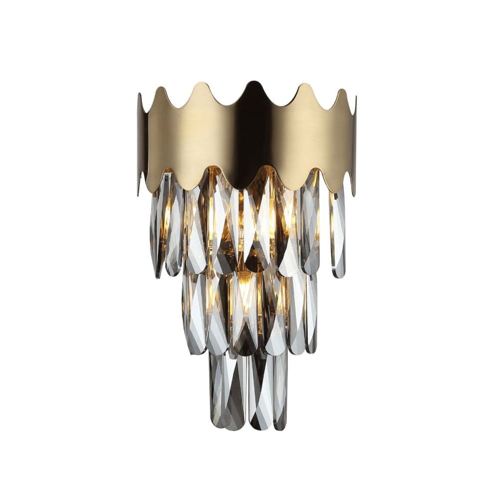Kosilum Wandleuchte aus Metall und Kristall 39 cm, Gold / Messing Gold Glas