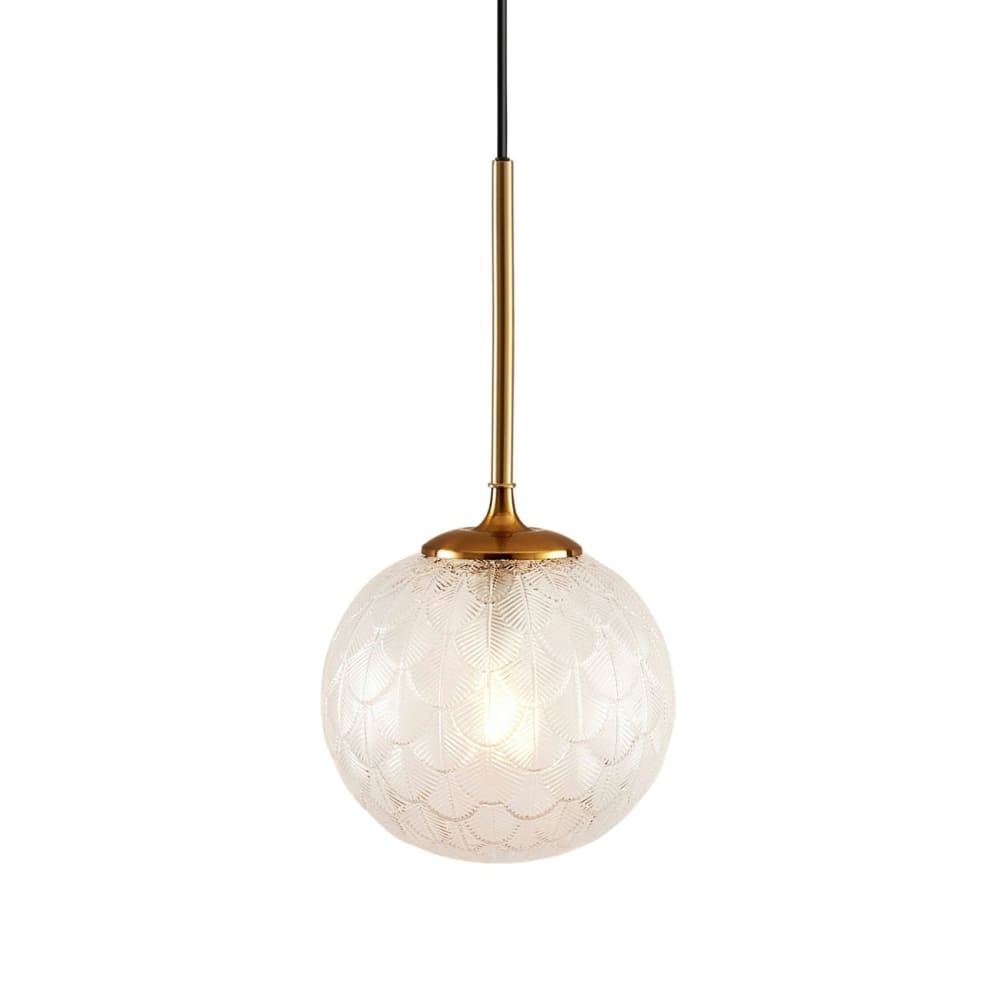 Kosilum Hängeleuchte aus Metall und Glas 41 cm, Transparent und goldfarben Transparent Glas