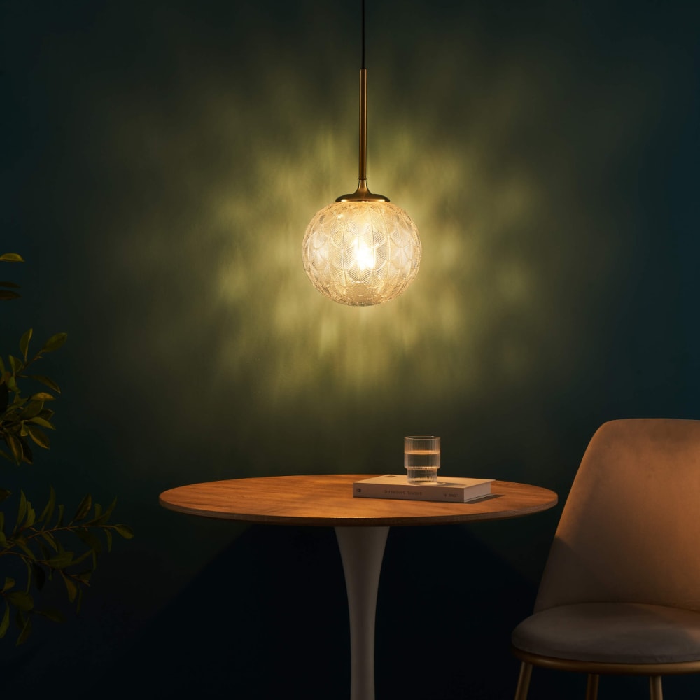 Suspension en verre transparent et doré 41 cm — vue 4