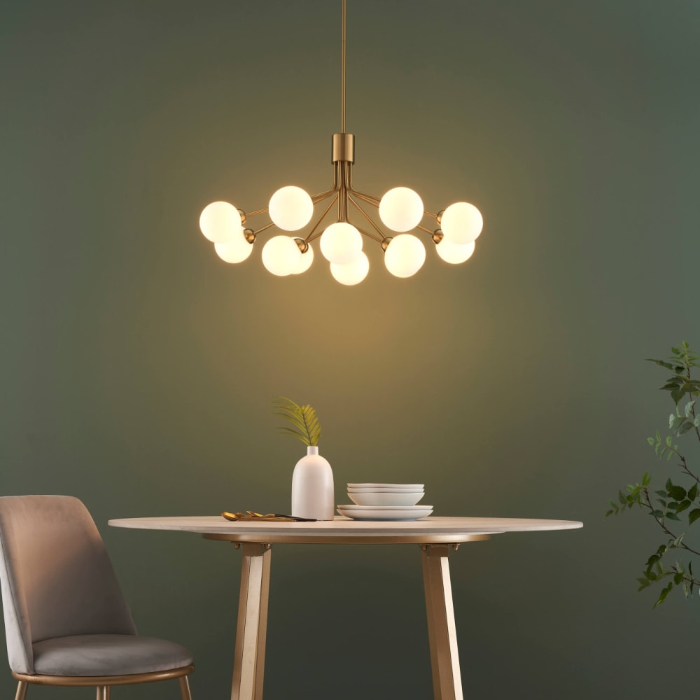 Suspension en verre laiton et blanc 82 cm — vue 3