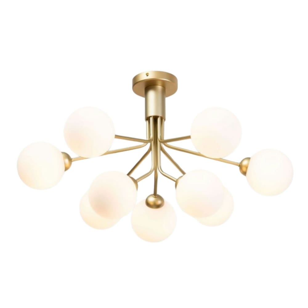 Lustre en verre Blanc et doré 72 cm