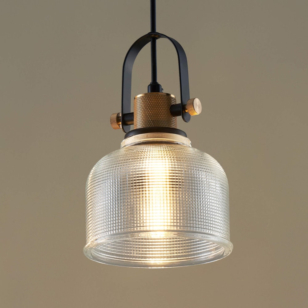 Suspension en verre transparent et noir 22 cm — vue 3