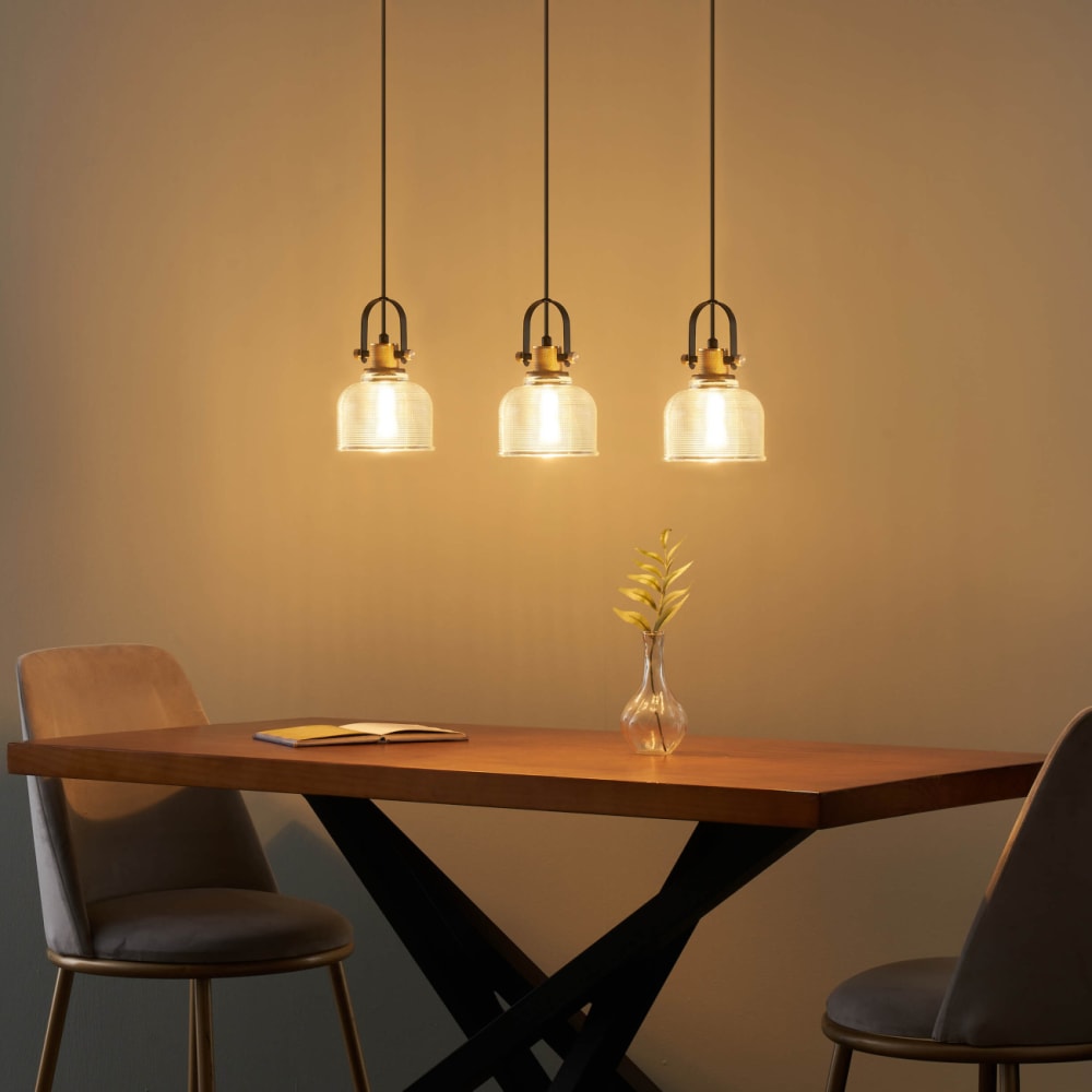 Suspension en verre transparent et noir 22 cm — vue 4