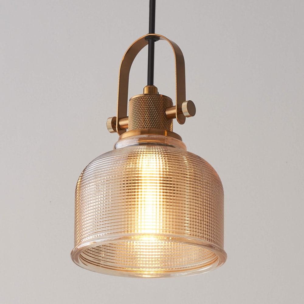 Suspension en verre doré / laiton 22 cm — vue 3