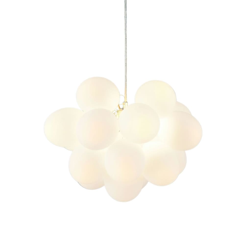 Suspension en verre Blanc et argenté 40 cm