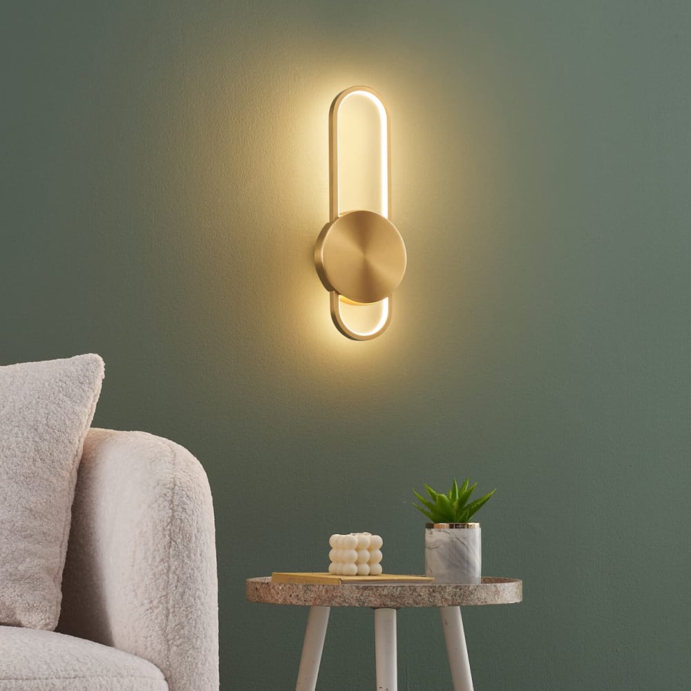 Kosilum Wandleuchte aus Stahl, Aluminium und Silizium 40 cm, Gold / Messing Gold Metall