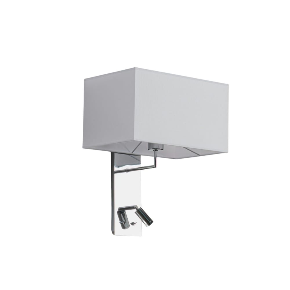 Kosilum Wandleuchte aus Metall und Textil 43 cm, Weiß Weiß Metall