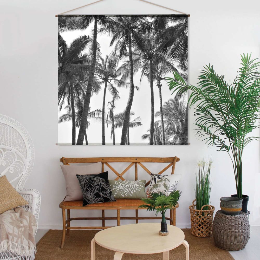 Toile murale imprimée palmier en noir et blanc 150 x 150 cm - Maisons du Monde