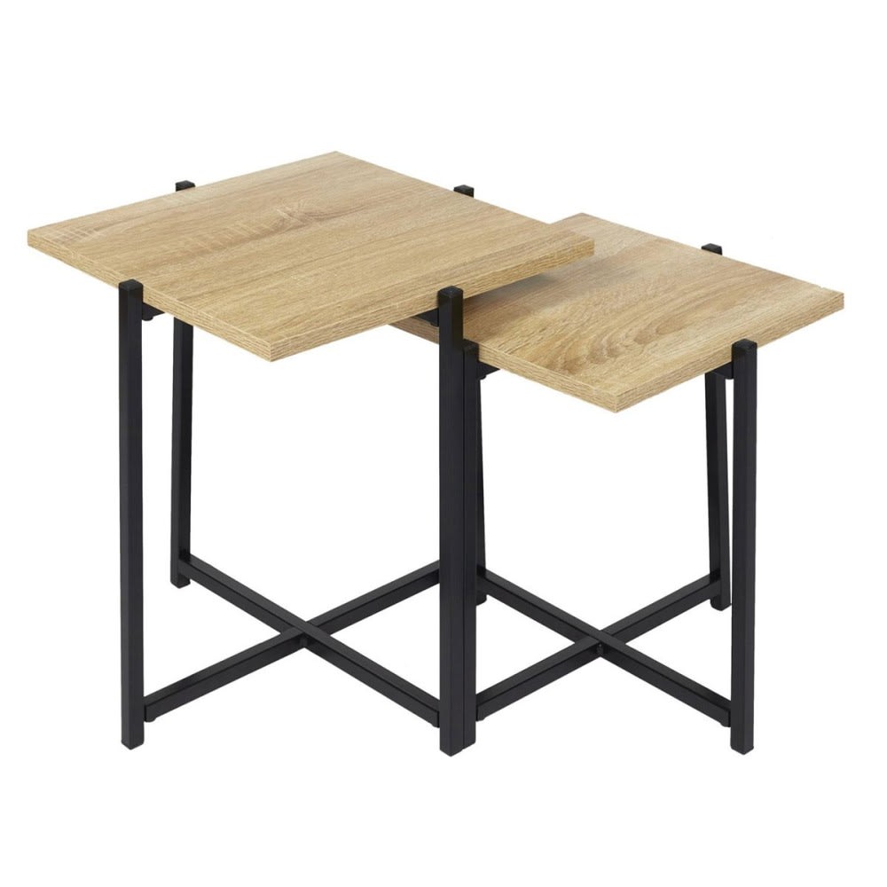 The Home Deco Factory Lot de 2 tables métal beige Beige Métal - 40x40x40cm