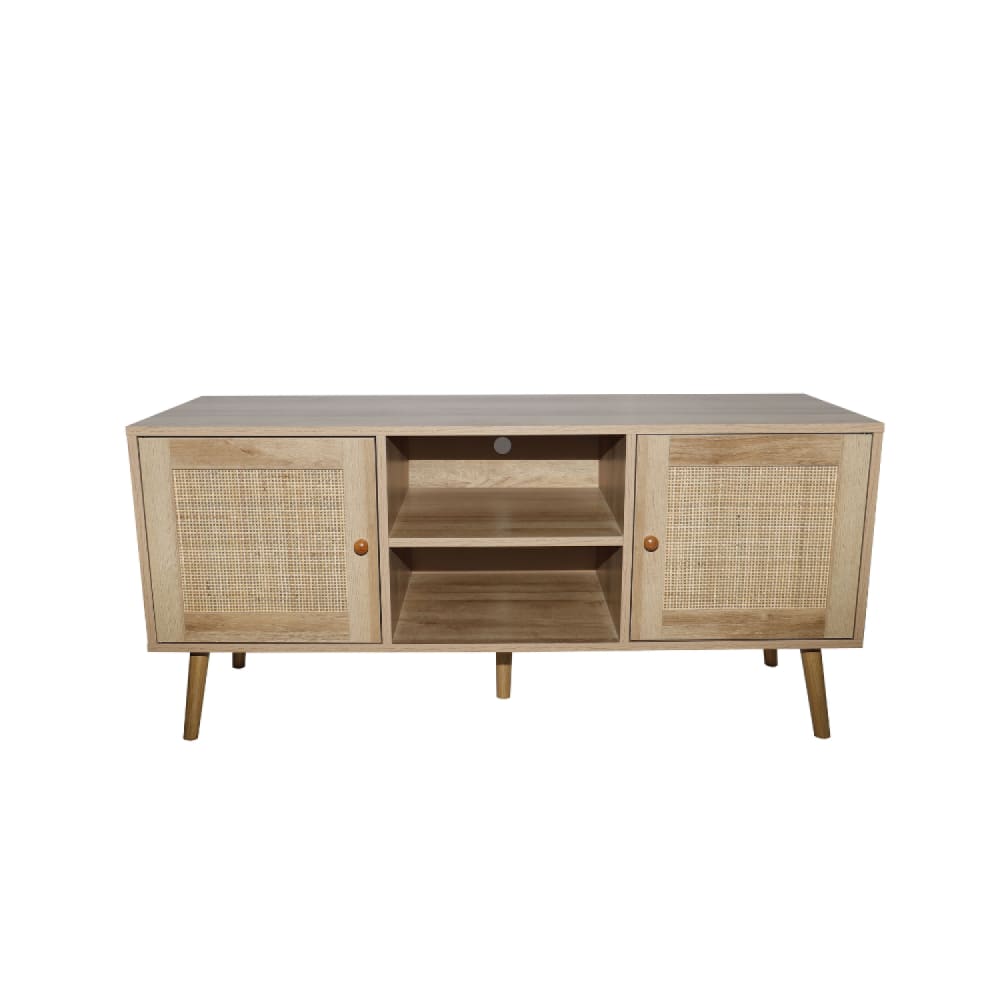 Buffet avec portes effeffet cannage et 2 niches 120 cm