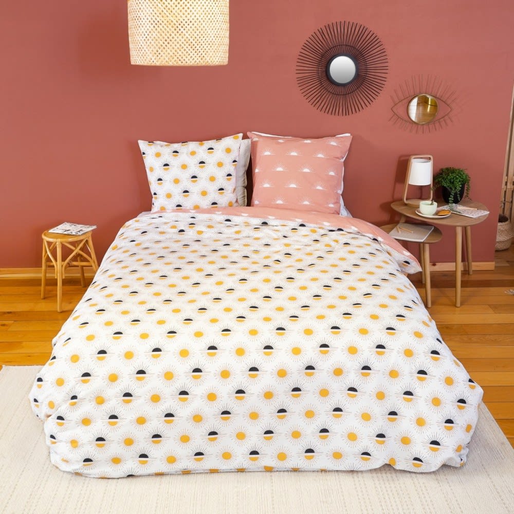 Parure de couette 100% coton 57 fils imprimée 260x240cm 2 taies