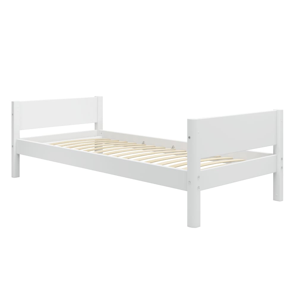 Lit simple en bois et pieds en pin massif blanc 90x200cm Lit simple en bois et pieds en pin massif blanc 90x200cm