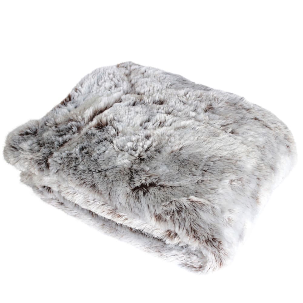 Plaid tendance en imitation fourrure polyester/fourrure taupe 130x160 - Maisons du Monde