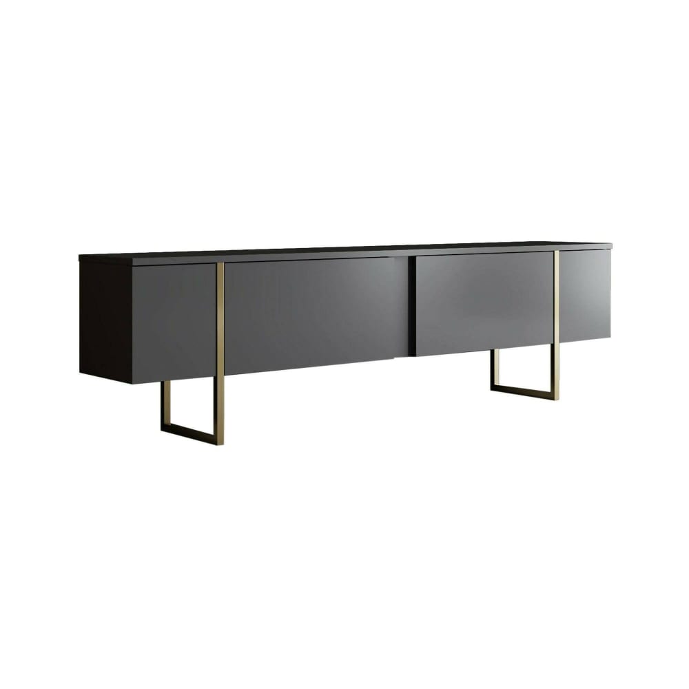 Meuble TV en bois mélaminé noir anthracite