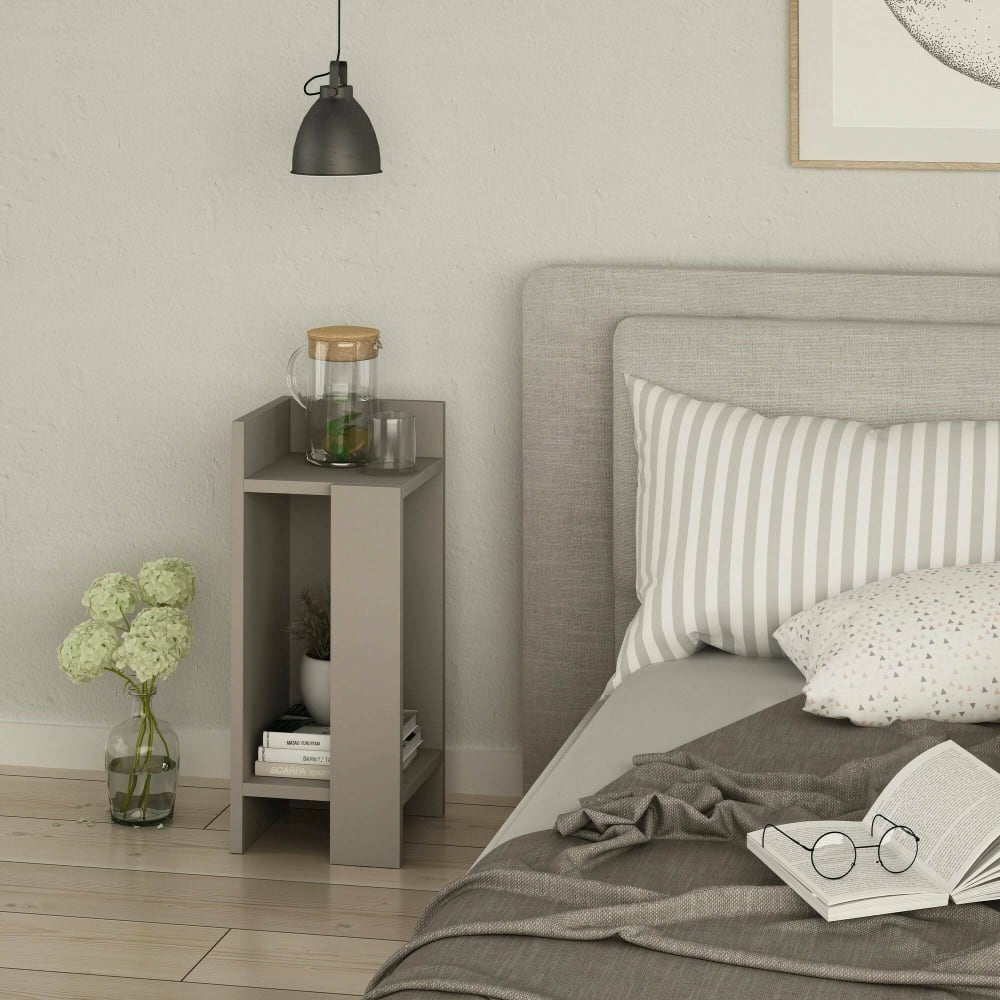 Table de chevet effet bois gris tourterelle 25x27 cm