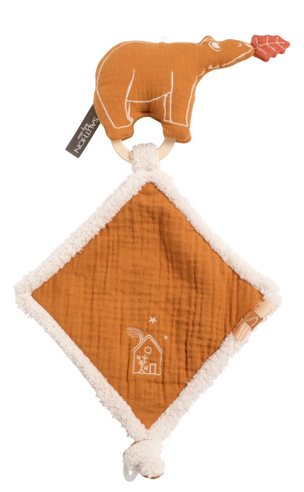 Doudou mouchoir ours en gaze de coton et bouclette Doudou mouchoir ours en gaze de coton et bouclette