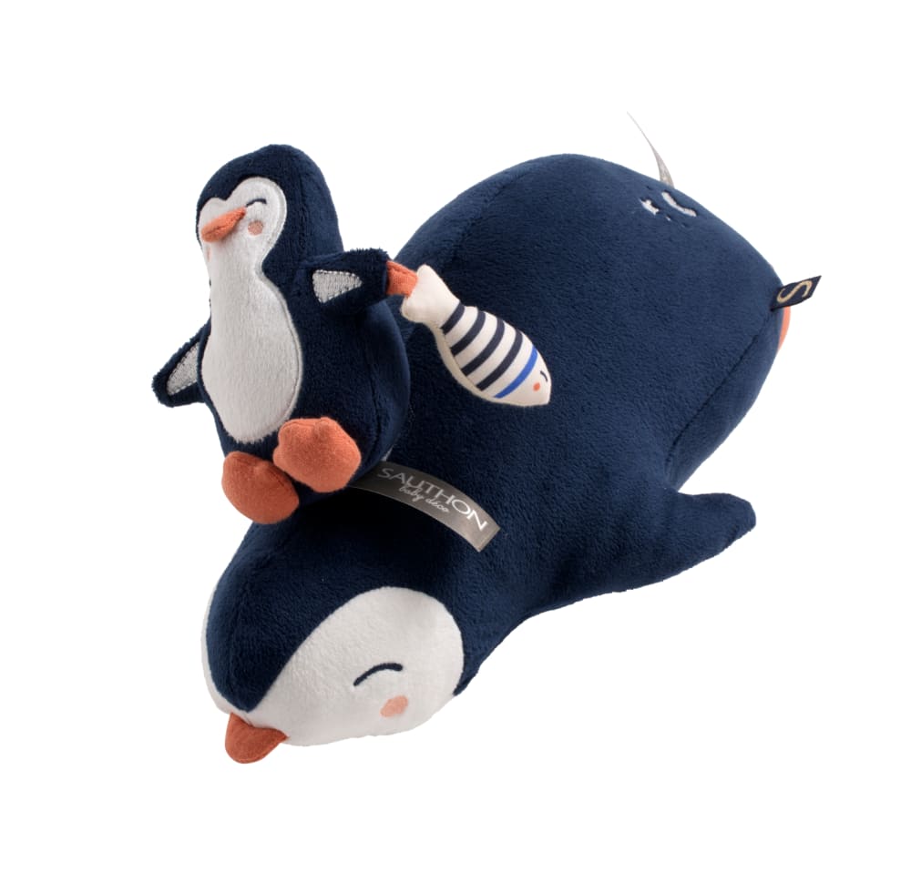 Sauthon Peluche pingouin marine BLEU VELOURS Garçon