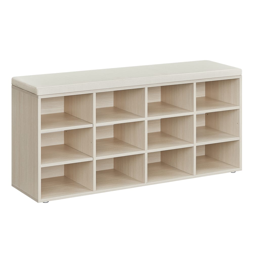 VASAGLE Banc à chaussures rangement avec siège rembourré beige style contemporain Beige Panneau De Particules - 104x48x30cm