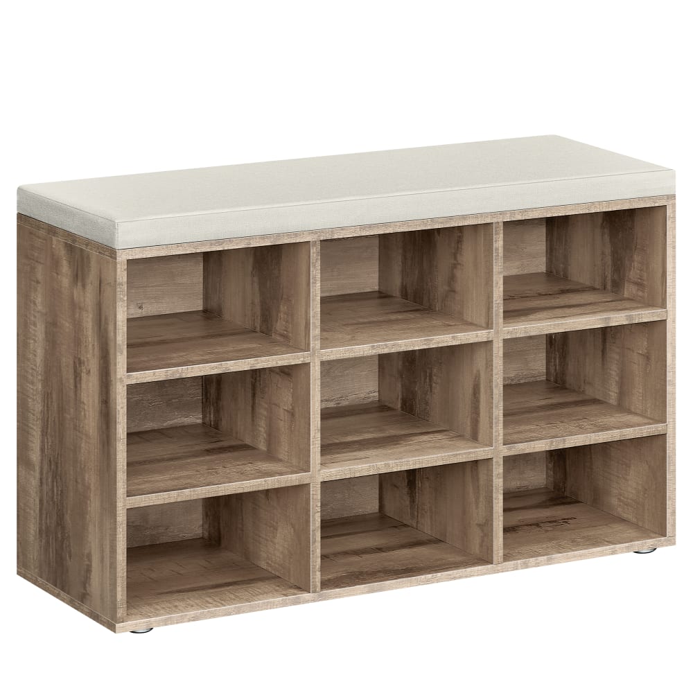 VASAGLE Banc à chaussures rangement avec siège rembourré marron camel et beige style contemporain Marron Panneau De Particules - 79x48x30cm
