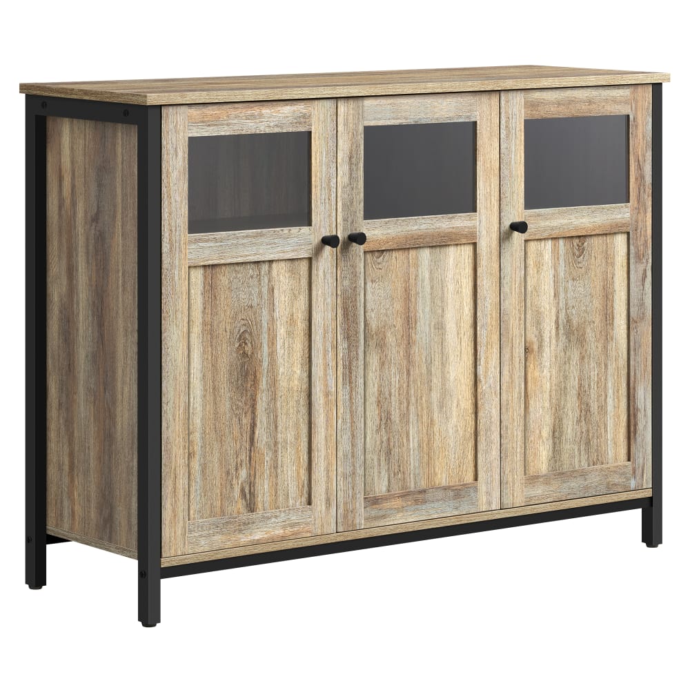 Buffet avec placard 3 portes cadre en acier marron turquoise et noir