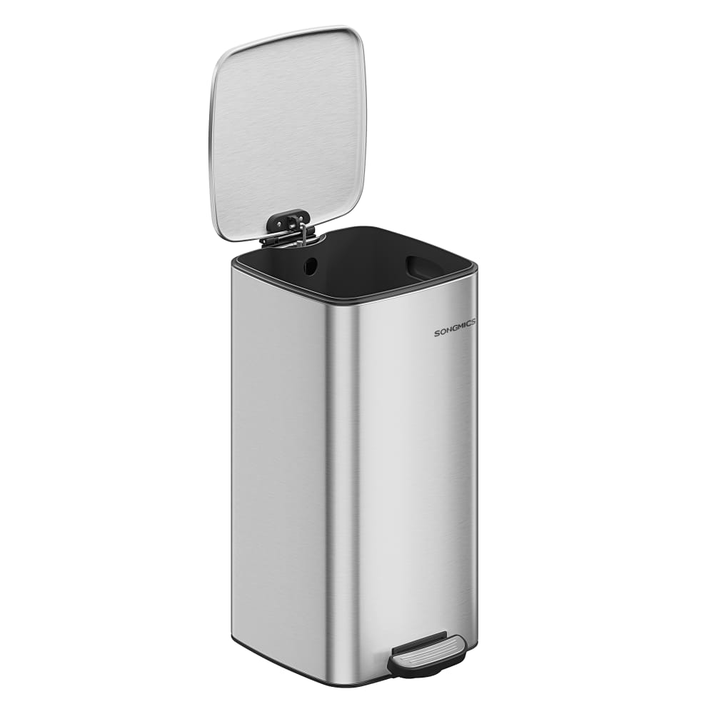 Poubelle de cuisine 30 l en acier avec seau intérieur argent métal Poubelle de cuisine 30 l en acier avec seau intérieur argent métal