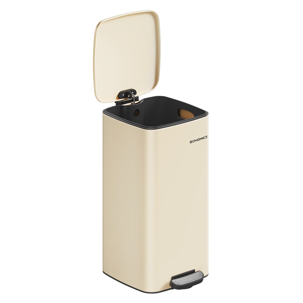 Poubelle de cuisine 30 l en acier avec seau intérieur beige sable