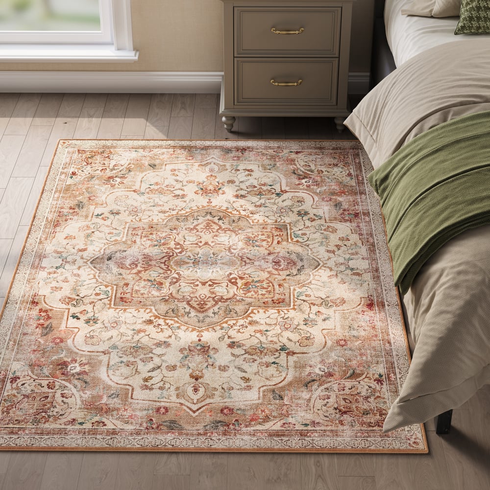 Tapis pour chambre 120 x 170 cm lavable en machine beige cappuccino — vue 3