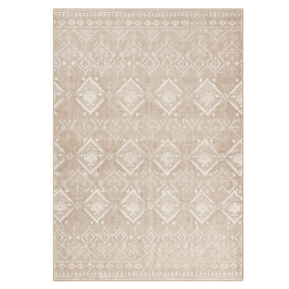 Tapis décoratif de salon 120 x 170 cm style bohème beige cappuccino