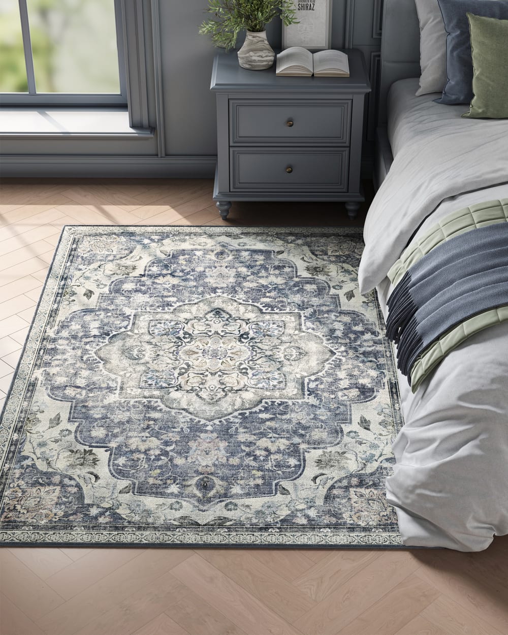 Tapis pour chambre 120 x 170 cm lavable en machine gris tourterelle — vue 3