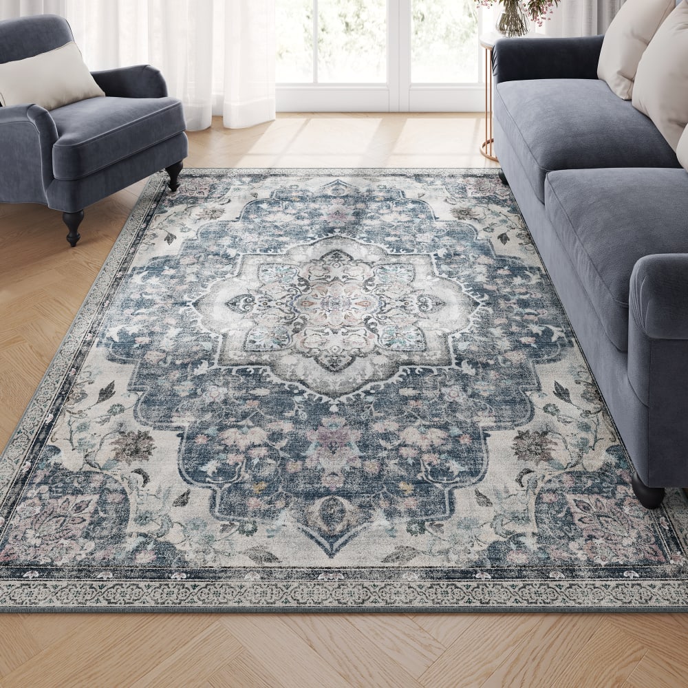 SONGMICS HOME Tapis pour chambre 160 x 230 cm lavable en machine gris tourterelle style vintage - Pes - Polyester