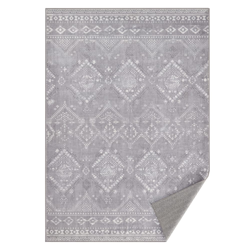 Tapis décoratif de salon 120 x 170 cm style bohème gris Tourterelle