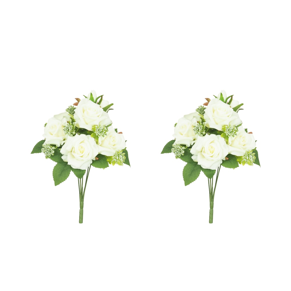 Bouquet artificiel de roses 32cm blanc lot de 2 Bouquet artificiel de roses 32cm blanc lot de 2