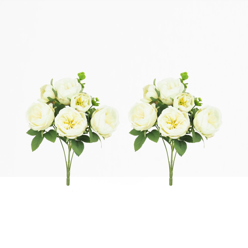 Bouquet artificiel de pivoines 32cm blanc lot de 2 - Maisons du Monde