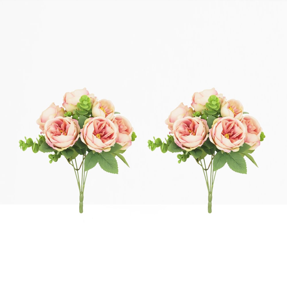 Bouquet artificiel de pivoines 32cm rose lot de 2 - Maisons du Monde