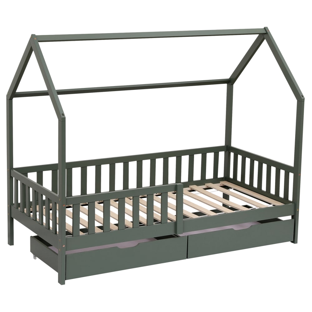 Lit cabane pour enfant avec tiroirs 190x90cm bois (Happy Garden) - Image 2