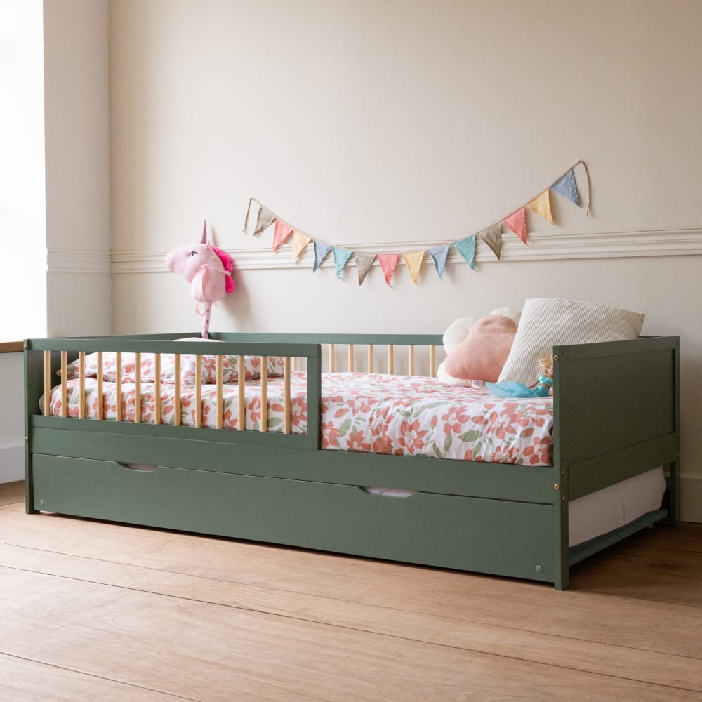 Happy Garden Ausziehbett für Kinder 190x90cm aus Holz style exotic GRÜN HOLZ Baby