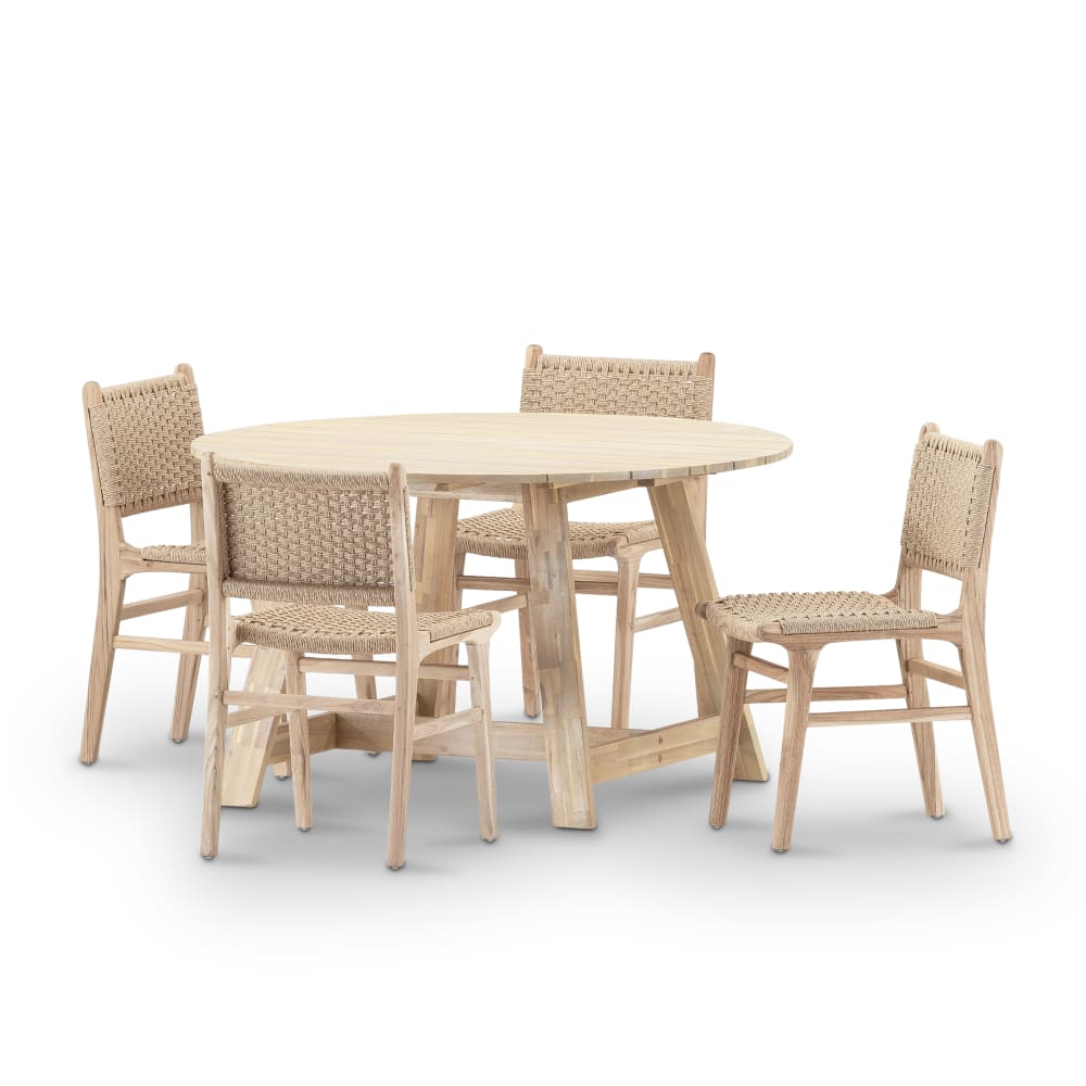Set de repas 4pl table ronde en bois D130