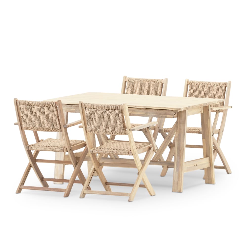 Set de repas jardin 4 places table extensible en bois 140/200x86