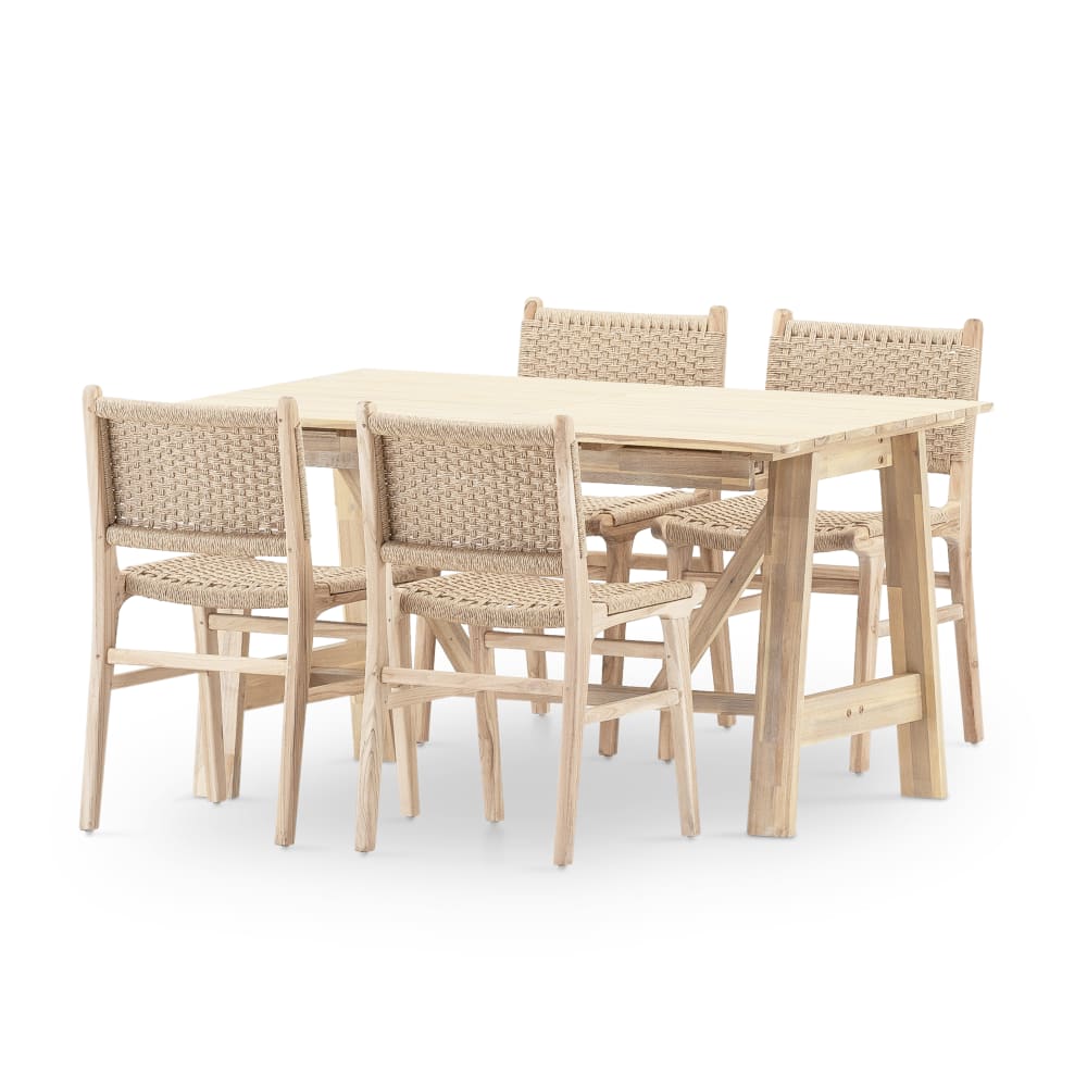Set de repas 4pl table en bois extensible 140/200x86