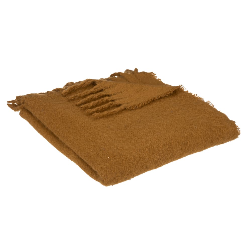 Plaid - effet mohair ultra doux polyester bronze 180x130 cm - Maisons du Monde