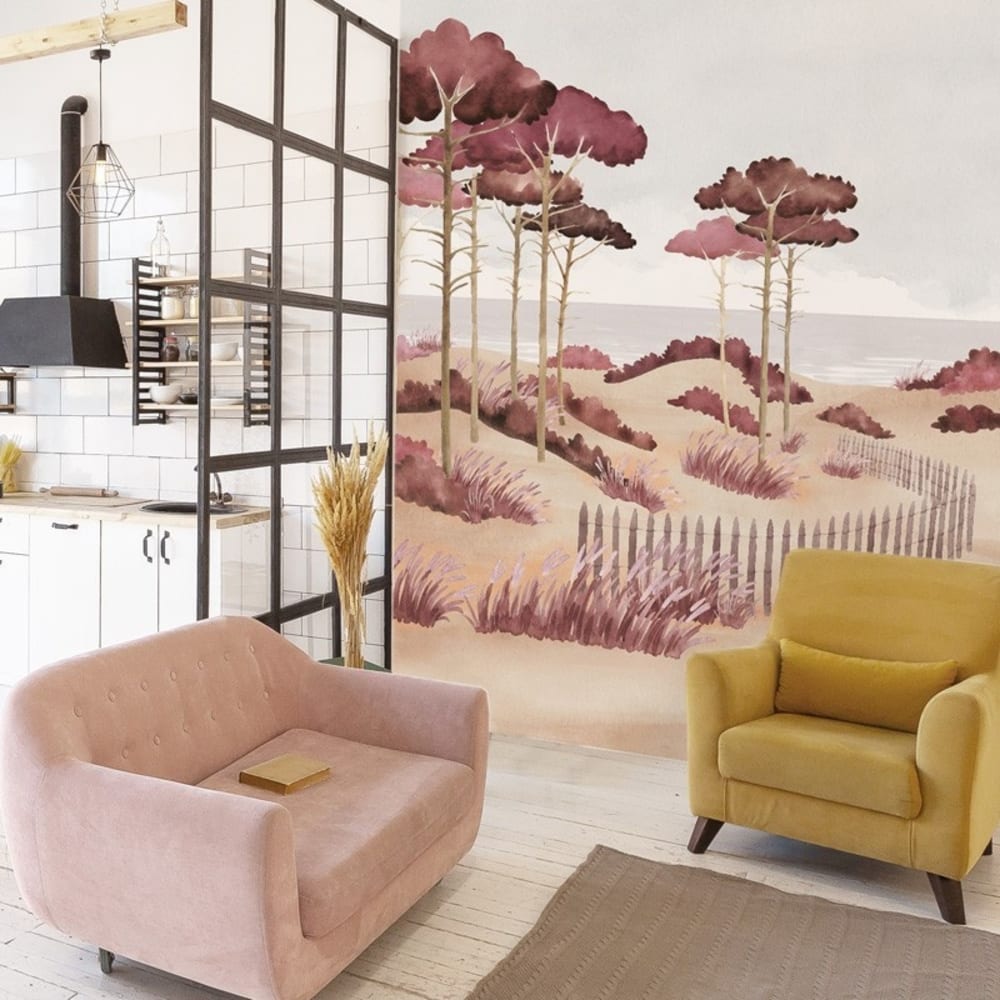 99Déco Panoramatapete - 7 Bahnen: 336x270cm - 99DECO Rosa Öko-Tex Zertifikat Papier