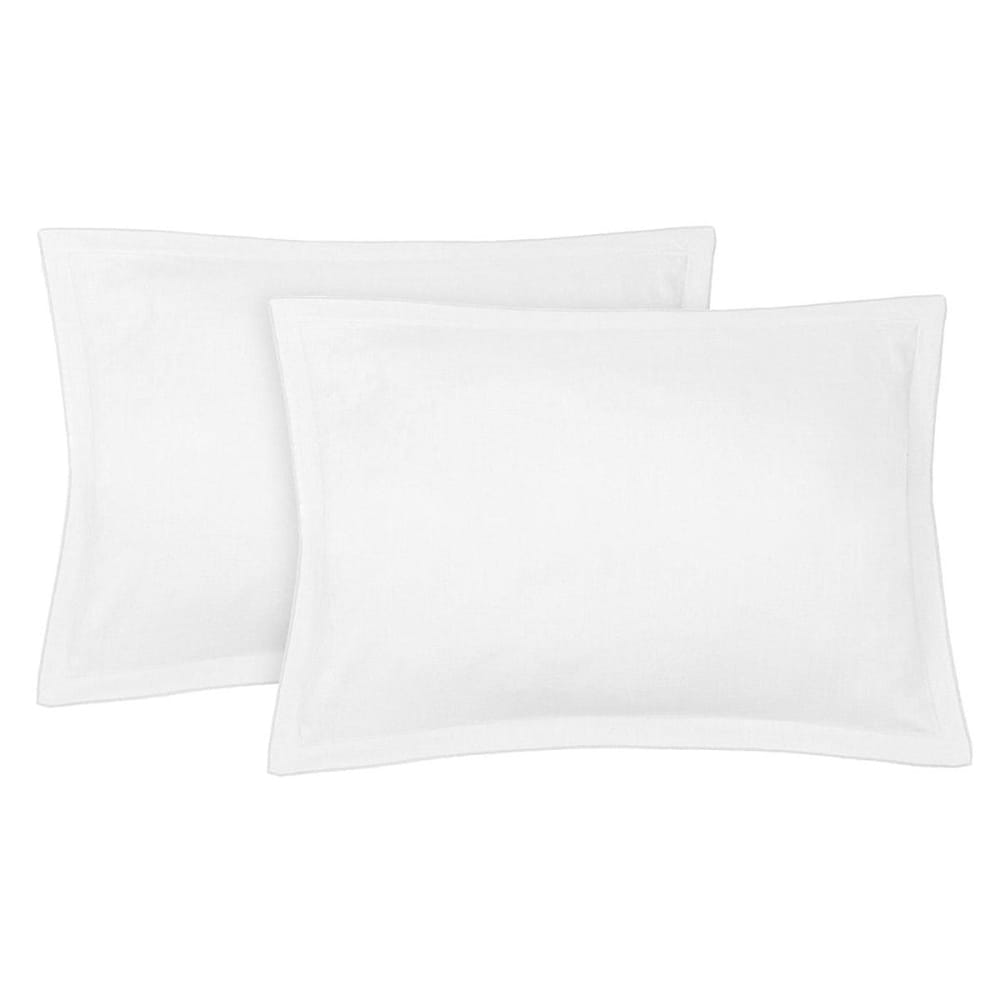 Taie d'oreiller (x2) lin lavé blanc 50x70