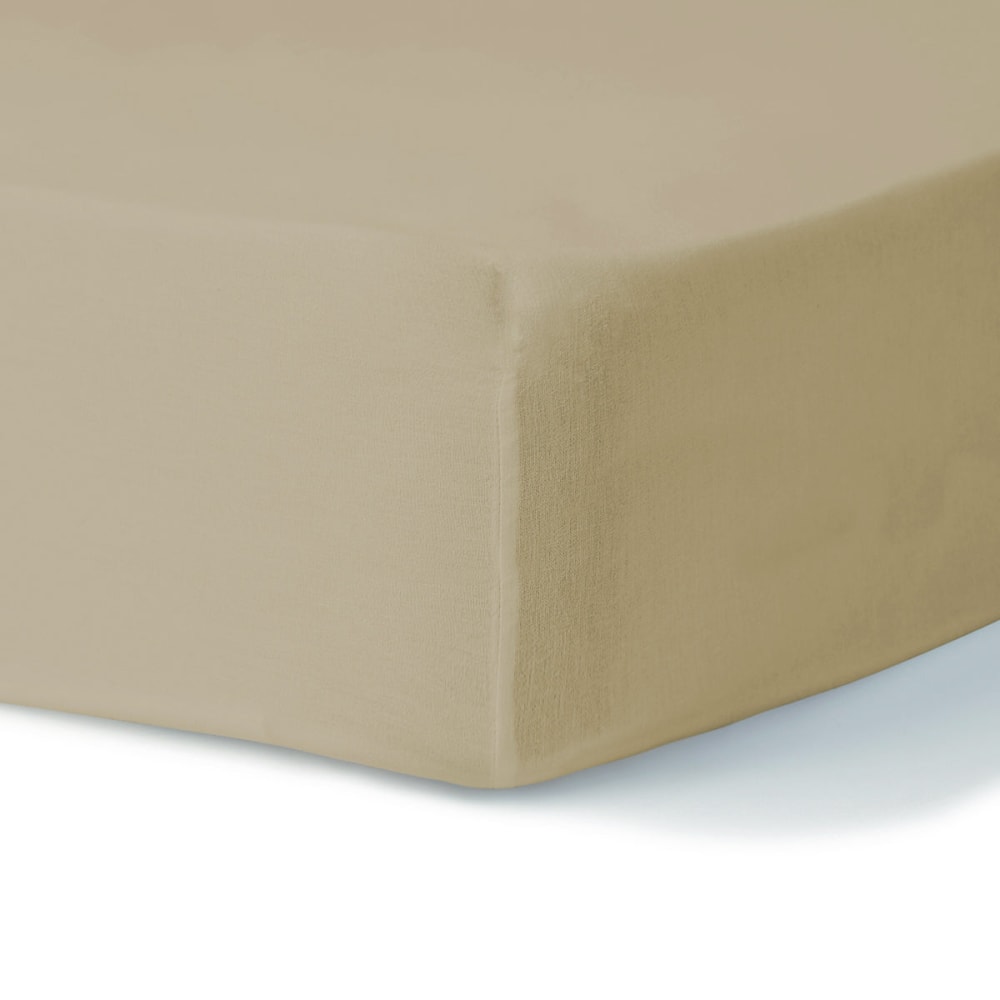 Drap housse coton lavé sable 160x200x30