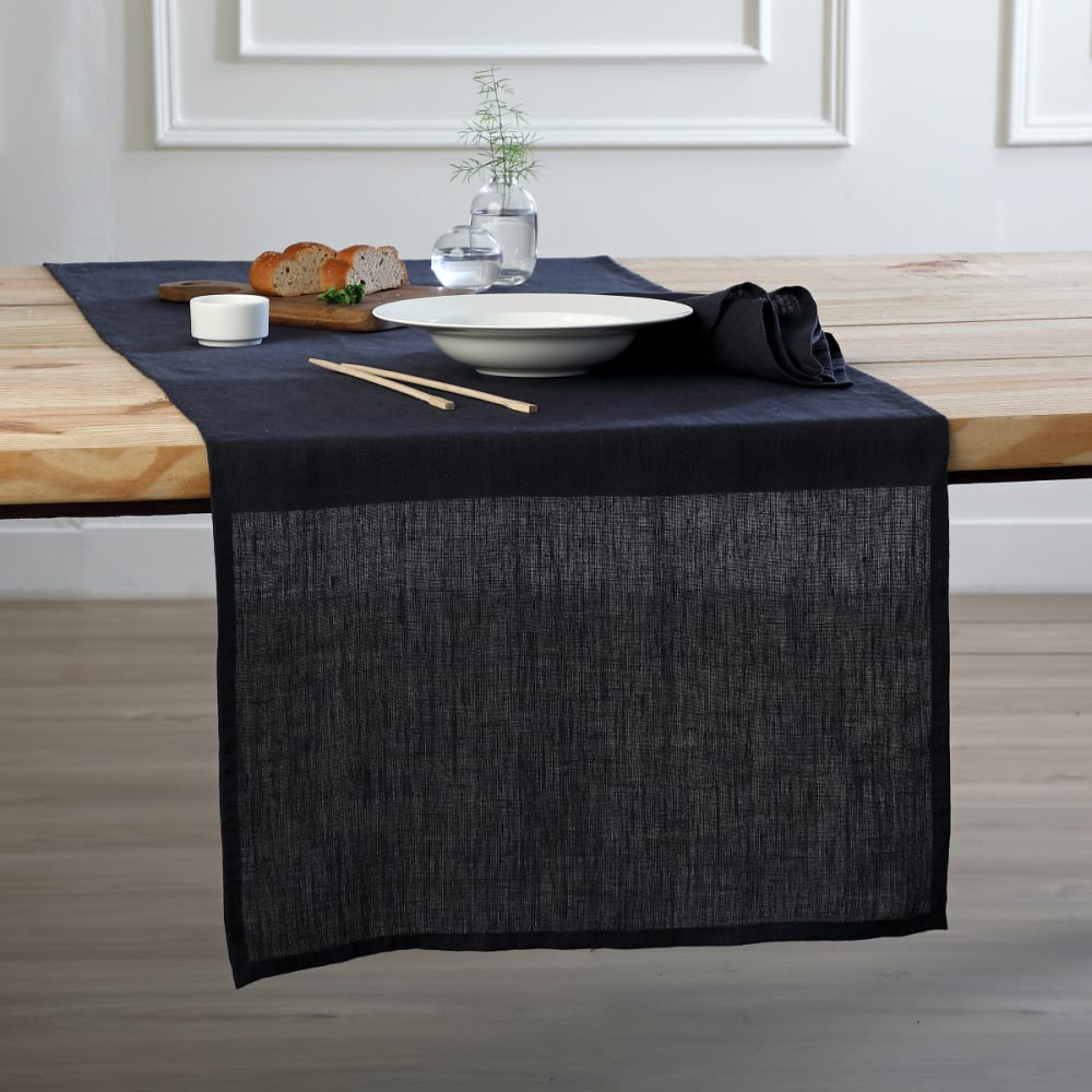 Febronie Tischläufer aus Leinen 50x150 style classic chic Grau Öko-Tex Zertifikat Leinen