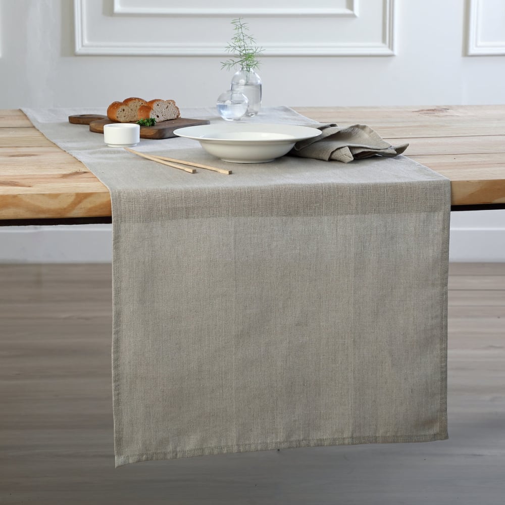 Febronie Tischläufer aus Leinen 50x150 style classic chic Weiß Öko-Tex Zertifikat Leinen