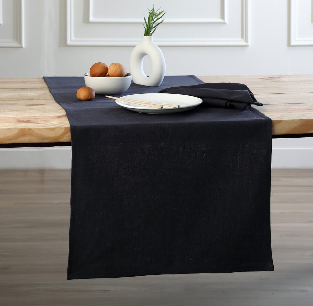 Chemin de table toile de coton fusain 50x150