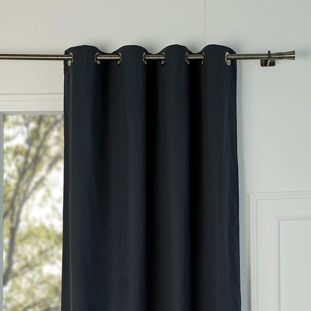 Rideau occultant à oeillets toile de coton fusain 130x260