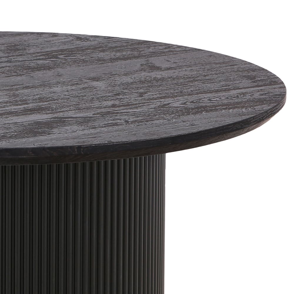 Table basse ronde 80x80x45 cm en bois et décor marron foncé