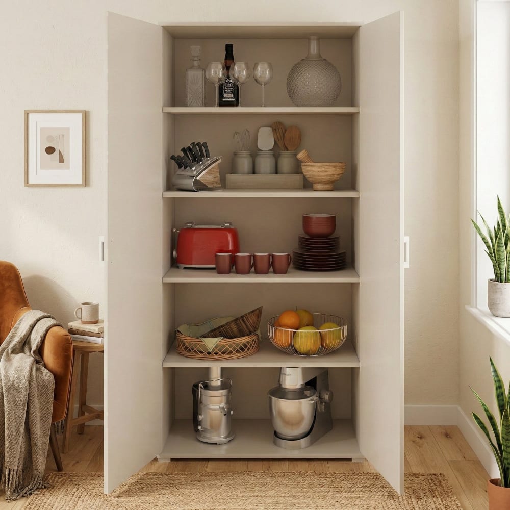 Armoire polyvalente à 2 portes effet bois blanc 90x45h195 cm - Maisons du Monde